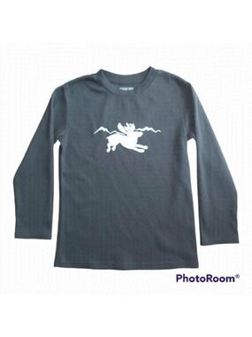 Cherokee Boys/Girls Size Medium Black With White Reindeer Knit Pajama Top Shirt
